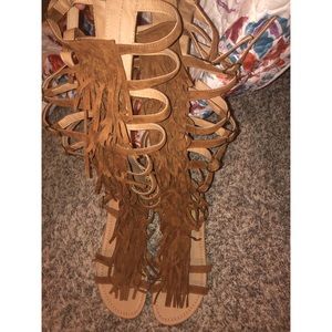 Fringe Tall Gladiator Sandals